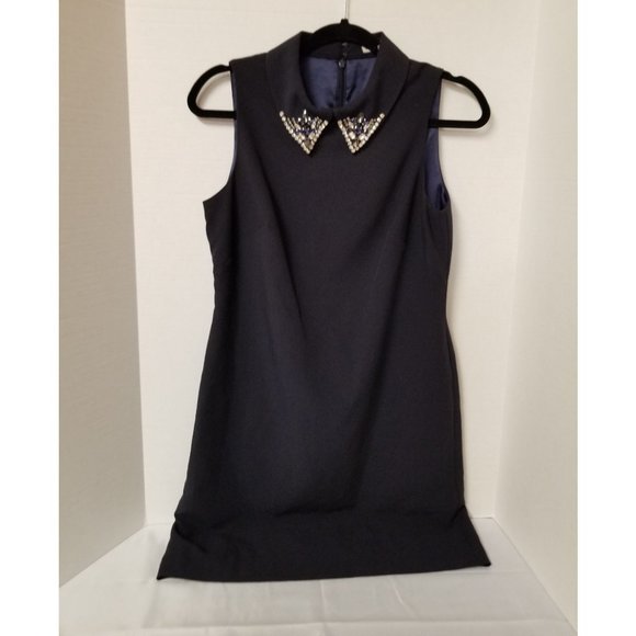 Eliza J Dresses & Skirts - Eliza J Blue Sleeveless rhinestone collar blue sheath dress size 6